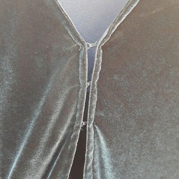 Vintage Cardigan Velour Jacket Formal Plunging V Hook Closure Forest Green Sz 1X - Picture 7 of 7